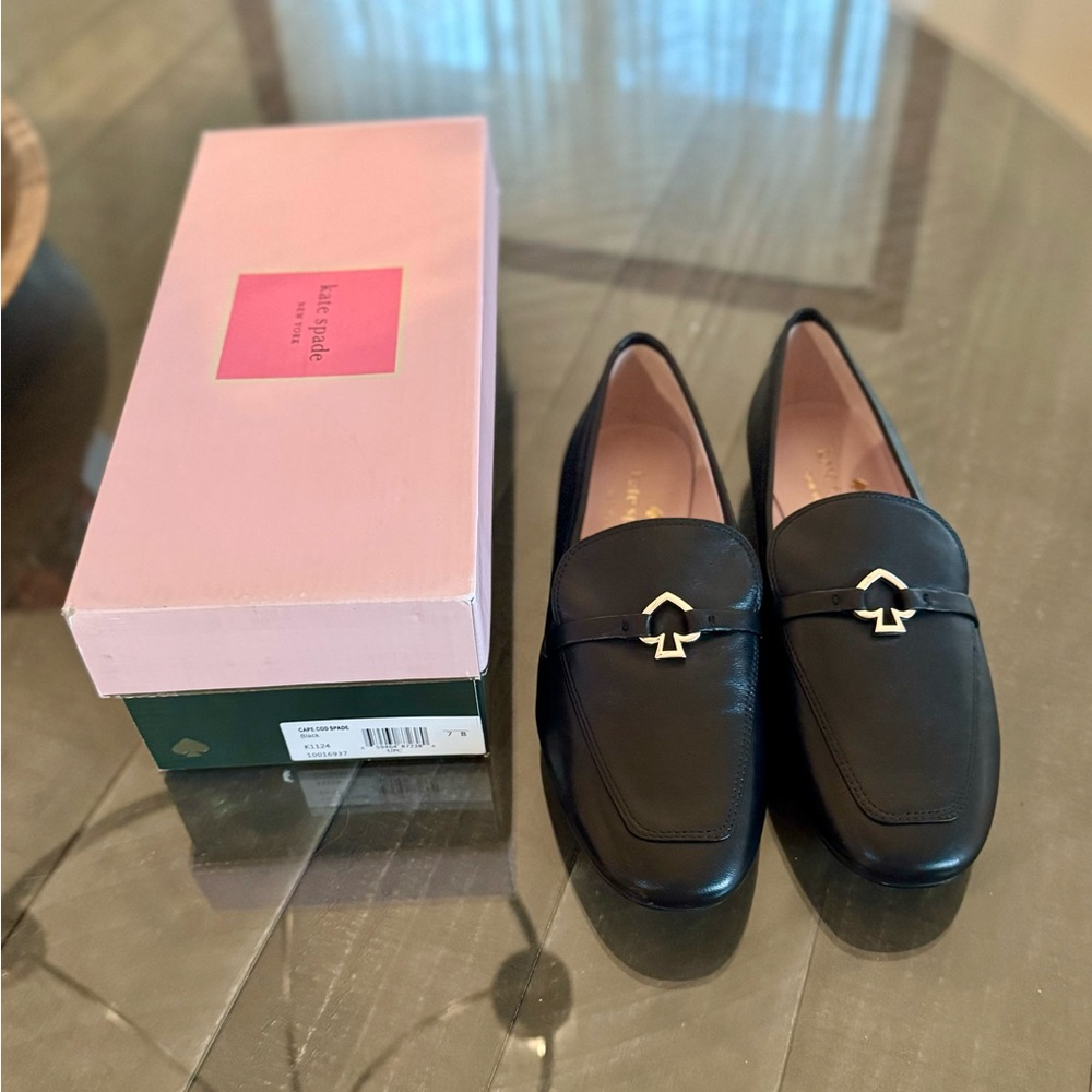 Kate Spade Women’s Cape Cod Spade Loafers in black leather Size 7